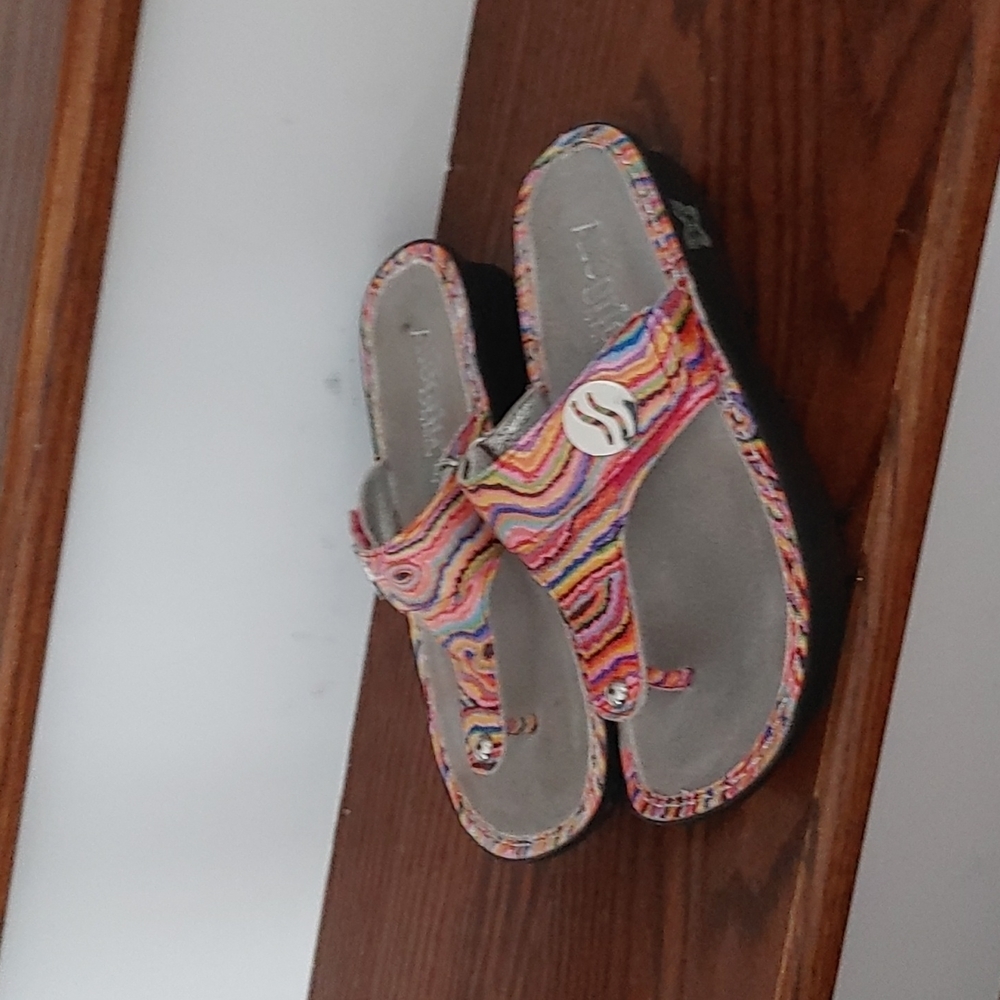 Alegria PG Lite Multi Colored Patent Leather Sandals Size 37 US 7 - 7.5